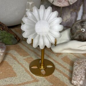 Selenite Flower w/ gold stand🌼